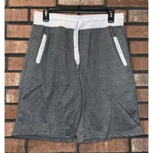 Womens Gray Elastic Waist Drawstring Shorts Zipper Pockets Size XL